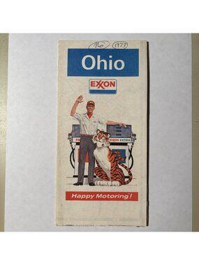 Vintage Exxon Oil Gas Ohio State US Travel Tourism Road Map 1973 Collectible